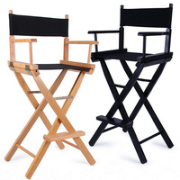 Usine directe taille personnalisée impression Portable pliant bois directeur chaise pièces avec côté maille sac pour le maquillage