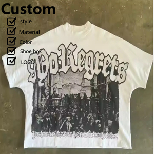 T-shirts surdimensionnés personnalisés pour hommes avec des impressions graphiques hip-hop lourdes et une coupe ample. - Product Image 1