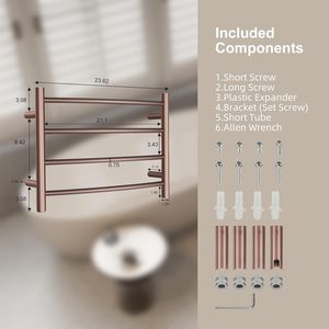 Chauffe-serviettes ORB pour salle de <span class=keywords><strong>bain</strong></span> chauffe-serviettes de <span class=keywords><strong>bain</strong></span> <span class=keywords><strong>mural</strong></span> porte-serviettes chauffant électrique enfichable en acier inoxydable incurvé rond - Product Image 6