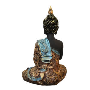 Statue décorative <span class=keywords><strong>en</strong></span> résine, personnage japonais, vraie Statue de <span class=keywords><strong>bouddha</strong></span> noir et doré, siège thaïlandais, maison de dieu - Product Image 3