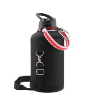 Bouteille d'eau isotherme à double paroi en acier inoxydable de grande capacité 64 oz avec sac de transport en tissu Oxford pour le sport