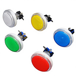 Interrupteurs à bouton-poussoir lumineux transparents ronds plats de 60 mm, interrupteurs à bouton-poussoir momentanés à LED pour machine de jeu vidéo - Product Image 1