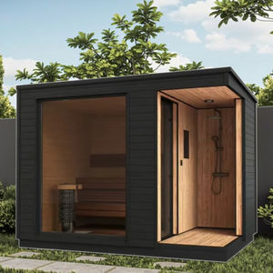 Moderne Outdoor-Großsauna-Design Indoor-Outdoor Holz-Trockensauna-Duschkombination mit Holzofen Schöne Outdoor-Sauna - Product Image 6