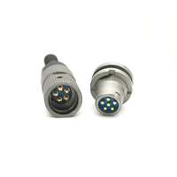 Connettore Audio Rotondo a 5 Pin in Alluminio Argentato POWER TIME U-229/U con Contatto in Ottone per Apparecchiature Radioamatoriali