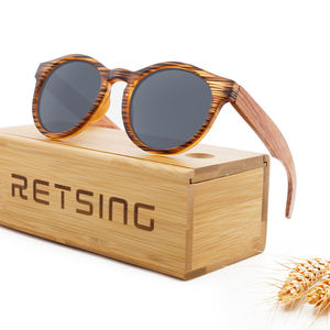 新着人気の偏光レンズ木製サングラスエコフレンドリーカスタム木製サングラスロゴラウンドフレーム竹サングラス男性 - Product Image 3