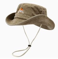 Chapeau Bob Personnalisé en Toile de Coton Lavée, Chapeau de Pêcheur à Large Bord avec Cordon de Serrage Brodé, Idéal pour la Randonnée, le Camping, la Pêche, les Voyages, Unisexe