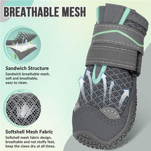 Vente en gros chaude 4 pièces/ensemble chaussures et chaussettes pour animaux de compagnie bottes pour chien respirantes antidérapantes tissu microfibre caoutchouc avec bandes réfléchissantes - Product Image 3