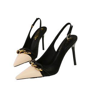 รองเท้าแตะมีสายรัดส้นสำหรับใส่ในออฟฟิศของผู้หญิงทันสมัยฤดูร้อนรองเท้าส้นเข็มบางระบายอากาศได้ - Product Image 4