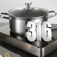 Cuisine de haute qualité cuisson antiadhésif peigne d'miel 316 soupe en acier inoxydable avec couvercle en verre