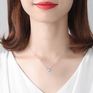 925 Sterling Silver Bạc Phong Cách Vòng Cổ Cho Phụ Nữ Mạ Vàng Đầy Màu Sắc Opal Hình Trái Tim Mặt Dây Chuyền Trên Liên Kết Chuỗi Dễ Thương Phong Cách - Product Image 5