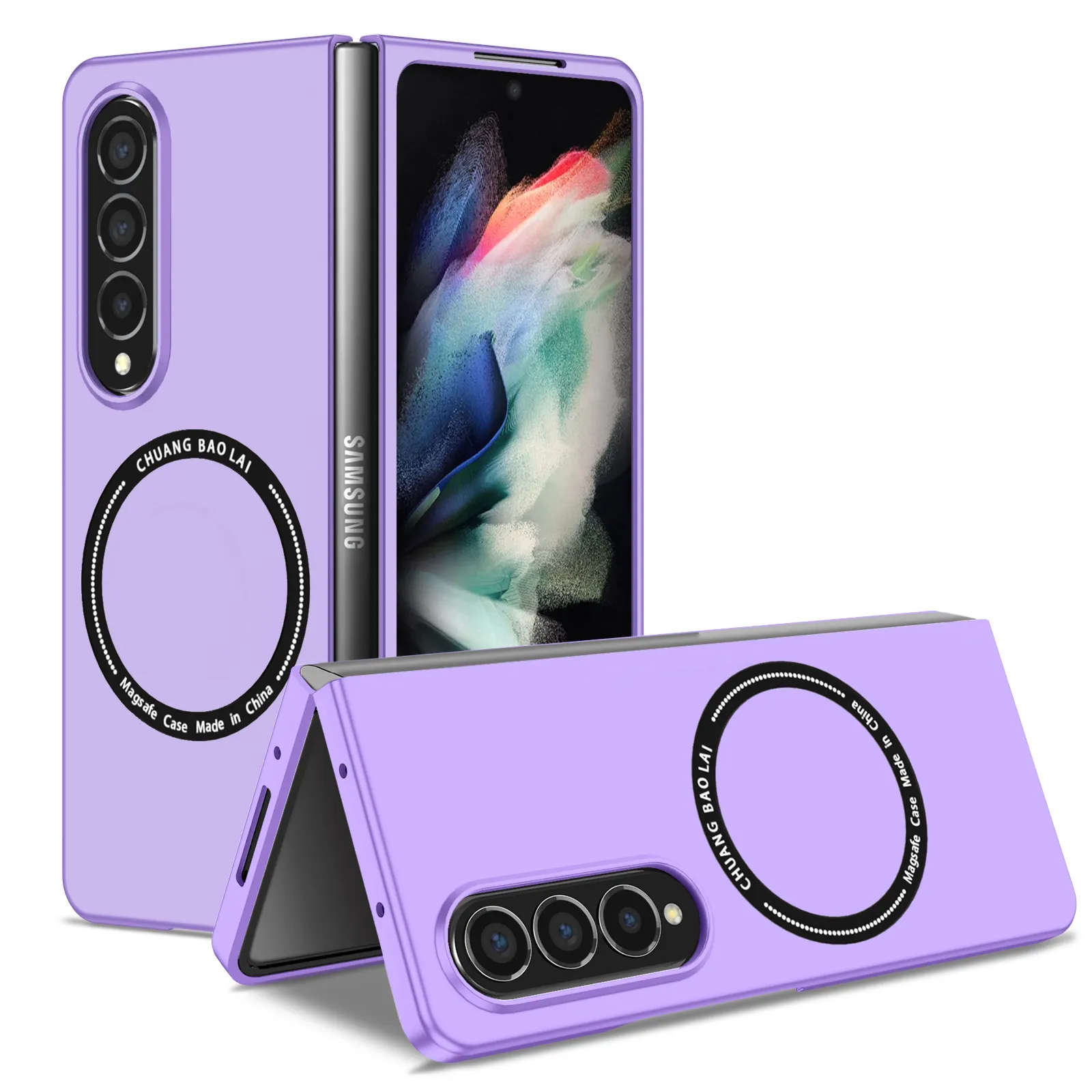 Low Moq For Samsung Galaxy Z Fold 3 4 Protect Cover Wireless Charging Magnetic Folding Mobile Phone Case