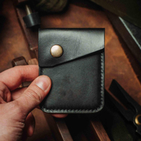 Dompet kartu kulit asli, dompet kulit kuda gila Vintage, dompet kartu kredit saku depan, dompet minimalis ramping