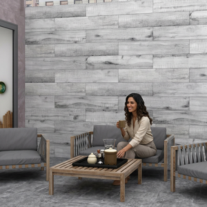Azulejos de porcelana con aspecto de madera Royal Wood Grey de 8x48 pulgadas, acabado mate para espacios de vida contemporáneos. - Product Image 2