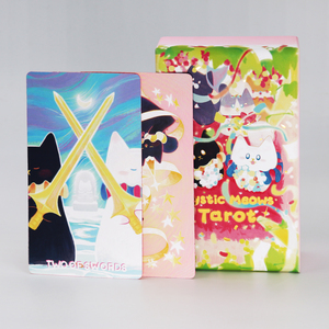 Jeu de cartes de tarot personnalisé pour chatons avec emballage en boîte en papier, cartes de divination oracle personnalisées recto-verso - Product Image 1