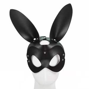 <span class=keywords><strong>Masque</strong></span> de renard en cuir PU noir pour cosplay, jeu pour adultes, Halloween, carnaval, mascarade, BDSM, bondage, bandeau sexy de lapin - Product Image 6