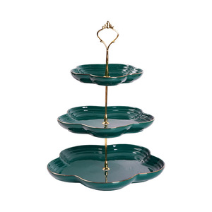 Hot-selling 3 tiers ceramic cake stand serving display fruit dessert plate wedding cake stand
