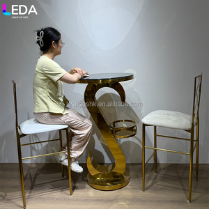 LEDA Luxury Party Event Decor Metal <b>Round</b> Bar <b>Table</b> <b>Gold</b> Hotel Dining <b>Table</b> for Wedding - Product Image 1