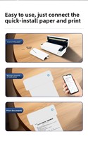 NORGEE Printer Tato Portabel Nirkabel A4 Mini Saku 2-in-1 Baterai 2600mAh Pencetakan Termal / Pengisian Daya USB Type-C