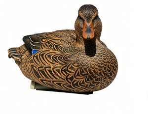 Señuelo flotante de pato mallard hembra realista con acabado engradado grueso y en relieve, quilla ancha, atrayente de aves acuáticas para estanques y jardines, decoración exterior - Product Image 6