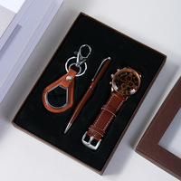Conjunto de regalo de lujo para hombre, reloj de estilo empresarial, gafas de sol, cinturón de cuero, BILLETERA, bolígrafo, llavero, regalo corporativo para marido, padre