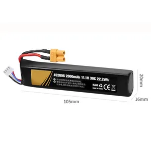 Looybat 선전 전기 장난감 총 리튬 폴리머 배터리 팩 슬림 452096 30C 11.1V 2000mAh 충전식 배터리