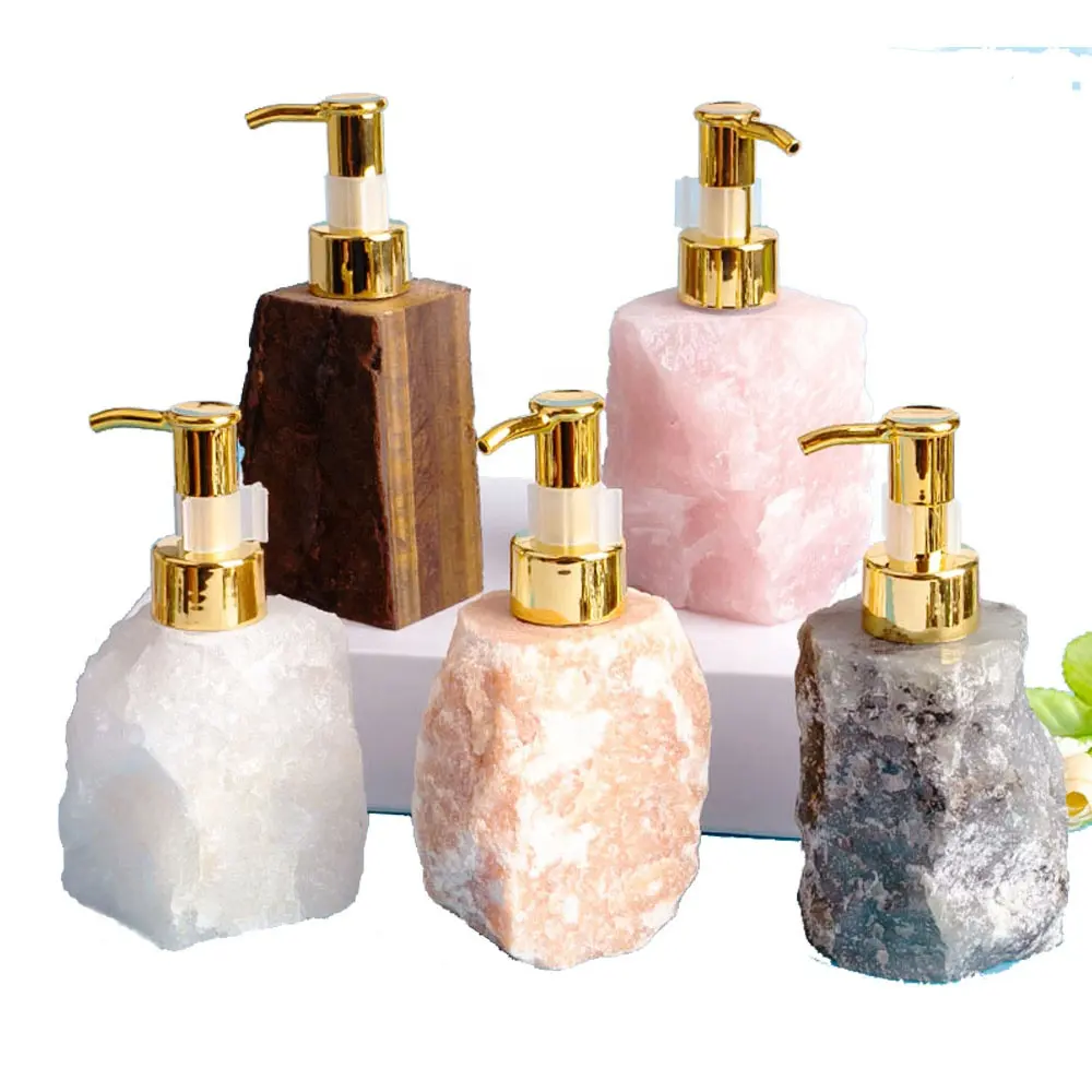 Dispenser sabun cair kerajinan alami, Set aksesori kamar mandi kerajinan kristal dengan Pompa