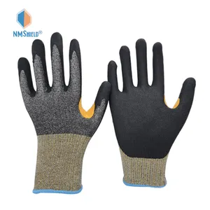 NMSHIELD ANSI A3 CUT C Nitrile Reinforcement Wood Working Grip Fit Labor Rubber Safety Working Hand Cut-resistant Ansi Gloves