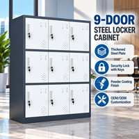Casier de rangement métallique, casier scolaire en acier thermolaqué, serrure individuelle sur chaque porte, armoire de rangement pour le personnel de classe