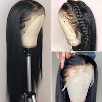 Perruques en cheveux humains lisses en gros avec frange, perruques entièrement faites à la machine pour femmes noires, perruques brésiliennes lisses avec frange