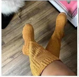 2022 nouveau arrivé à talons épais chaud mi-tube bottes femmes Pélipper en peluche grande taille serviette coton mode bottes - Product Image 6