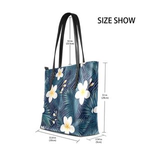 Hawaii Plumeria Pattern Leather <b>Tote</b> Bag Women Shoulder Handbag Floral Carryall for Daily Use - Product Image 2
