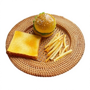 Set de table rond en rotin fait main, assiette de présentation en osier, assiettes rondes en rotin, tapis de table rond naturel, décoration rustique pour salle à manger, mariage et maison - Product Image 1