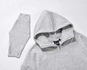 ผู้ผลิตเสื้อผ้าบุรุษ H5549 เสื้อฮู้ดดี้นินจาผ้าคอตตอนผสม 350 กรัม แบบมีฮู้ดครึ่งหน้าสำหรับผู้ชาย - Product Image 4