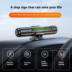 Portable 3-en-1 Kit d'outils d'urgence de sécurité automobile Mini brise-vitre marteau coupe-ceinture de sécurité avec plaque d'immatriculation <span class=keywords><strong>mobile</strong></span> - Product Image 4