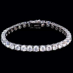 Fine Jewelry 925 Silver Rhodium Plated GRA Brilliant Cut D Color VVS Moissanite Trendy Party Tennis <b>Bracelet</b> Women Engagement - Product Image 1