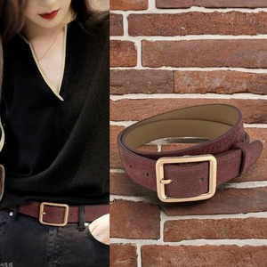 Ceinture en cuir de luxe pour femmes LB105, pour jeans et robes, ceinture en daim vintage en cuir de vachette, boucle carrée dorée, ceintures tendance pour femmes - Product Image 6