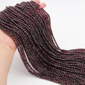 Perles Rondes Facettées en Grenat Rouge Naturel 2mm 3mm 4mm, Perles de Pierres Précieuses en Vrac pour la Fabrication de Bijoux en Gros - Product Image 5