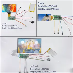 Panel LCD TFT warna penuh, modul Video 7 inci 2.4 "4.3" 5 "7" 10 "kustom untuk kartu undangan