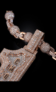 Collar Personalizado de Plata de Ley 925 con Colgante de Letra 1 y Diamantes Redondos de Corte Brillante Chapados en Oro para Hombre, Estilo Hip Hop - Product Image 3