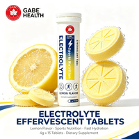 Comprimés effervescents électrolytiques à marque privée OEM, 15 unités, saveur citron, hydratation rapide, nutrition sportive, récupération énergétique, personnalisable