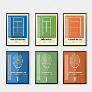 Affiches des grands slams de <span class=keywords><strong>tennis</strong></span> : US Open, Australian Open et French Open – Décorations murales et peintures murales - Product Image 1