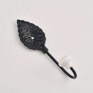 Modern Minimalist Zinc Alloy Leaf Wall Mount Robe Hook Black Single Hook For Bathroom Wardrobe Easy Installation - Product Image 2