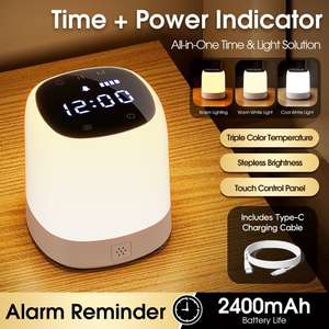 Luz Nocturna LED Recargable por USB de 2400 mA con Control Remoto, Reloj y Pantalla de Nivel de Batería - Product Image 5