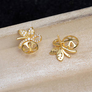 Accessoire DIY rétro en argent S925 JG5984, support de boucles d'oreilles de style palais vide 9-12 mm, produit semi-fini 9-12 mm avec emballage en sac - Product Image 3