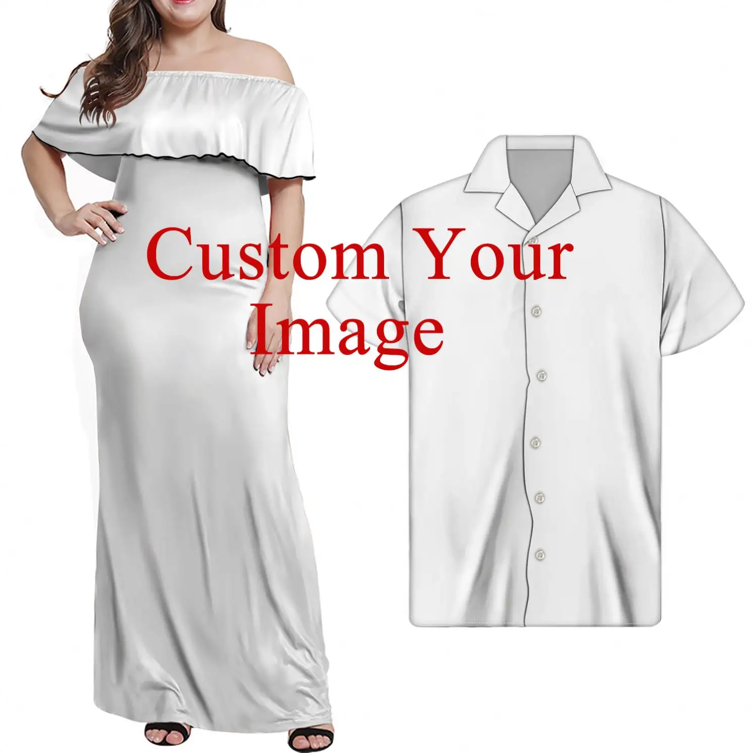 Monstera Custom Print On Demand Off Shoulder Long Dress Elegant Short Sleeve Wedding Dress For Women Party Club Dress Vestidos