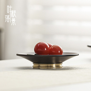 Chinese Pastry Plate Round Walnut Wood Stemmed Fruit <b>Snack</b> <b>Tray</b> Minimalist New Chinese Style Party Use - Product Image 1