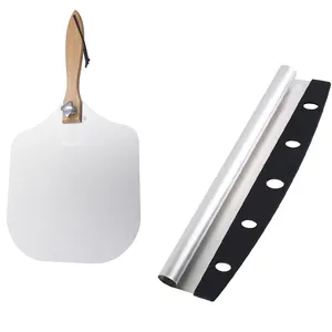 Juego de aluminio plegable con mango de madera de bambú, horno giratorio para Pizza, cortador de piedra para Pizza, oferta