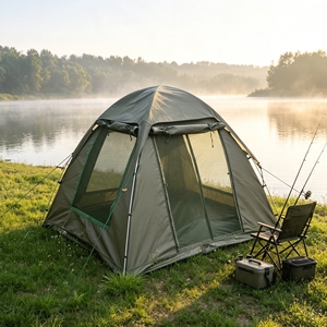 Tente de camping 2mx2mx1.6m confortable pour une personne, spacieuse, grande vestibule, pour activités de groupe en plein air, imperméable et résistante au vent - Product Image 3