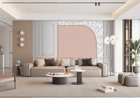 Papier peint rose minimaliste, papier peint rose clair style français, fond rose crème pour mur de télévision dans le salon et tête de lit de chambre à coucher