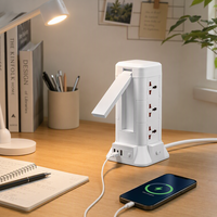 Multiprise industrielle en cuivre personnalisable avec logo, 3 niveaux, format tour, poignée portable, 3 ports USB Type C PD à charge rapide